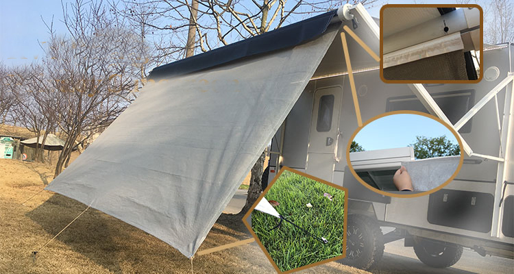 RV Awning Shade with 90% Privacy Screen Free Kit 8' X 16'
