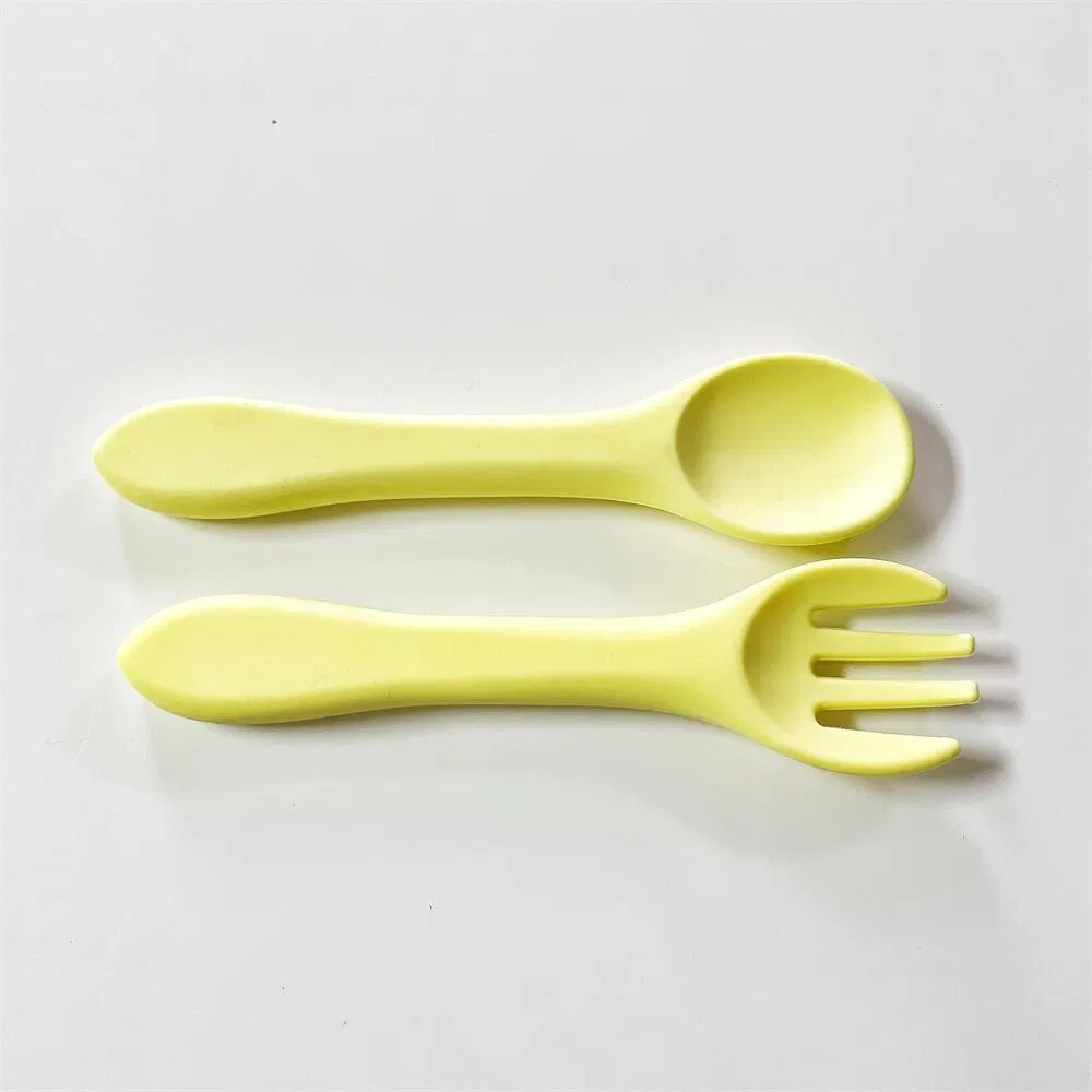 Food Grade Mother and Baby Products Baby Tableware Silicone Fork Spoon Children's Silicone Spoon