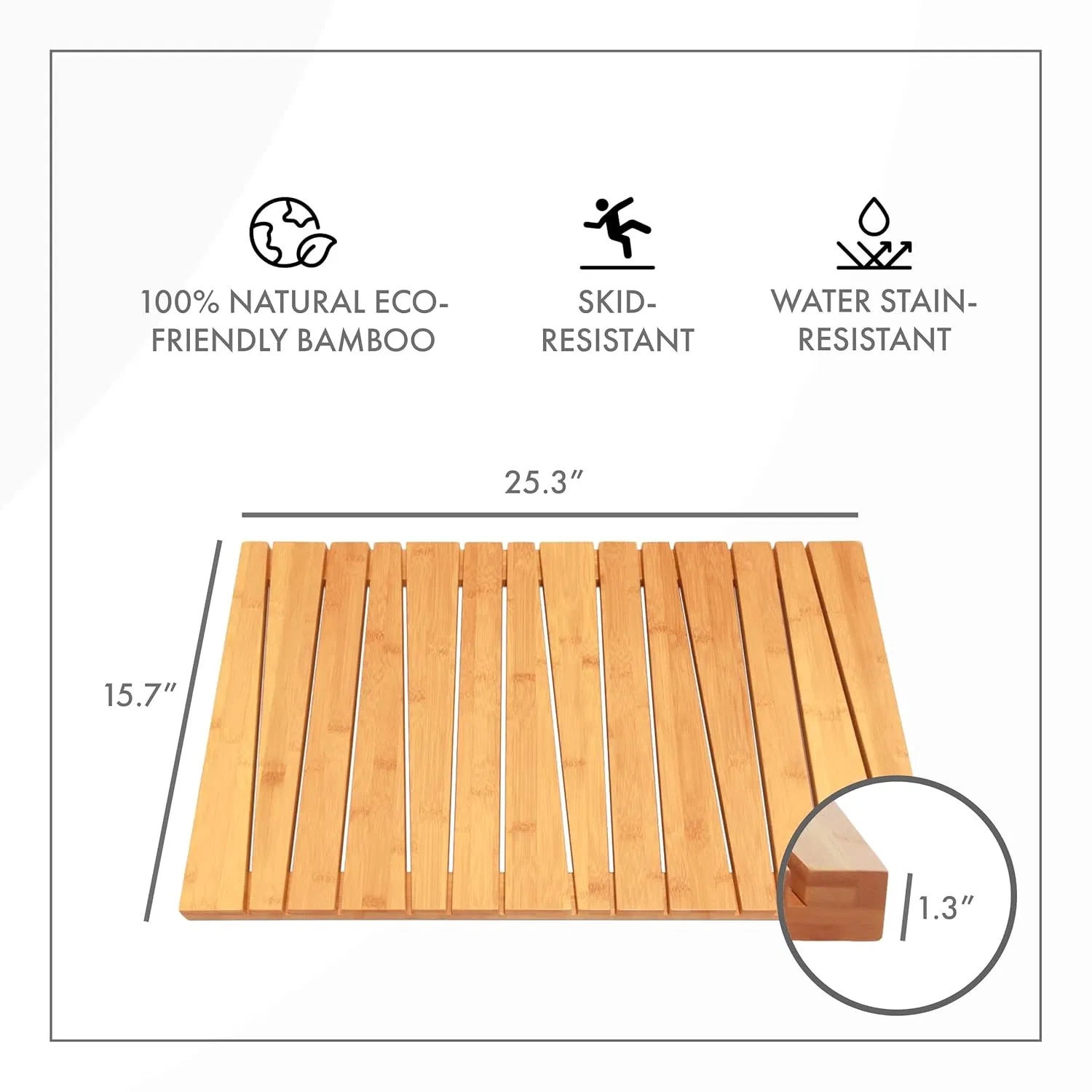 Bamboo Made Modern and Simple, Suitable for Bathrooms, Hotel Bathrooms, Anti Slip Bamboo Bathroom Mats