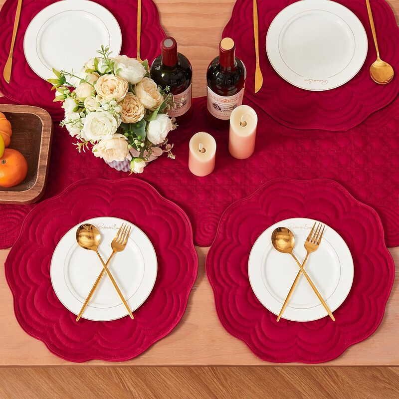 Brighthomey Microfiber Placemat Machine Washable Durable Linen Table Mats Heat Resistant