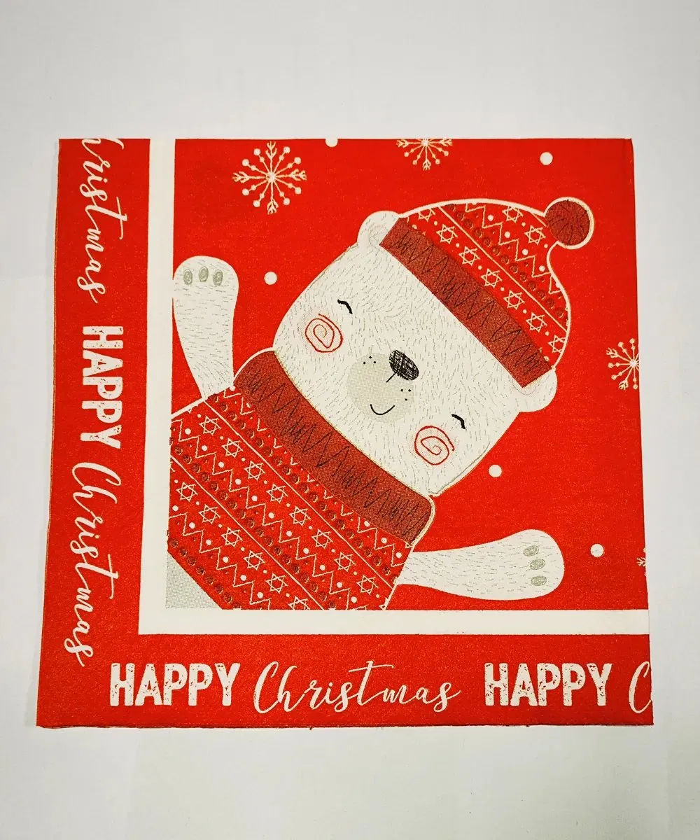 Custom Printed 2-3ply Virgin Wood Pulp Dinner Napkins Soft Fold and Bag Style Colored Paper Serviettes for Festivals