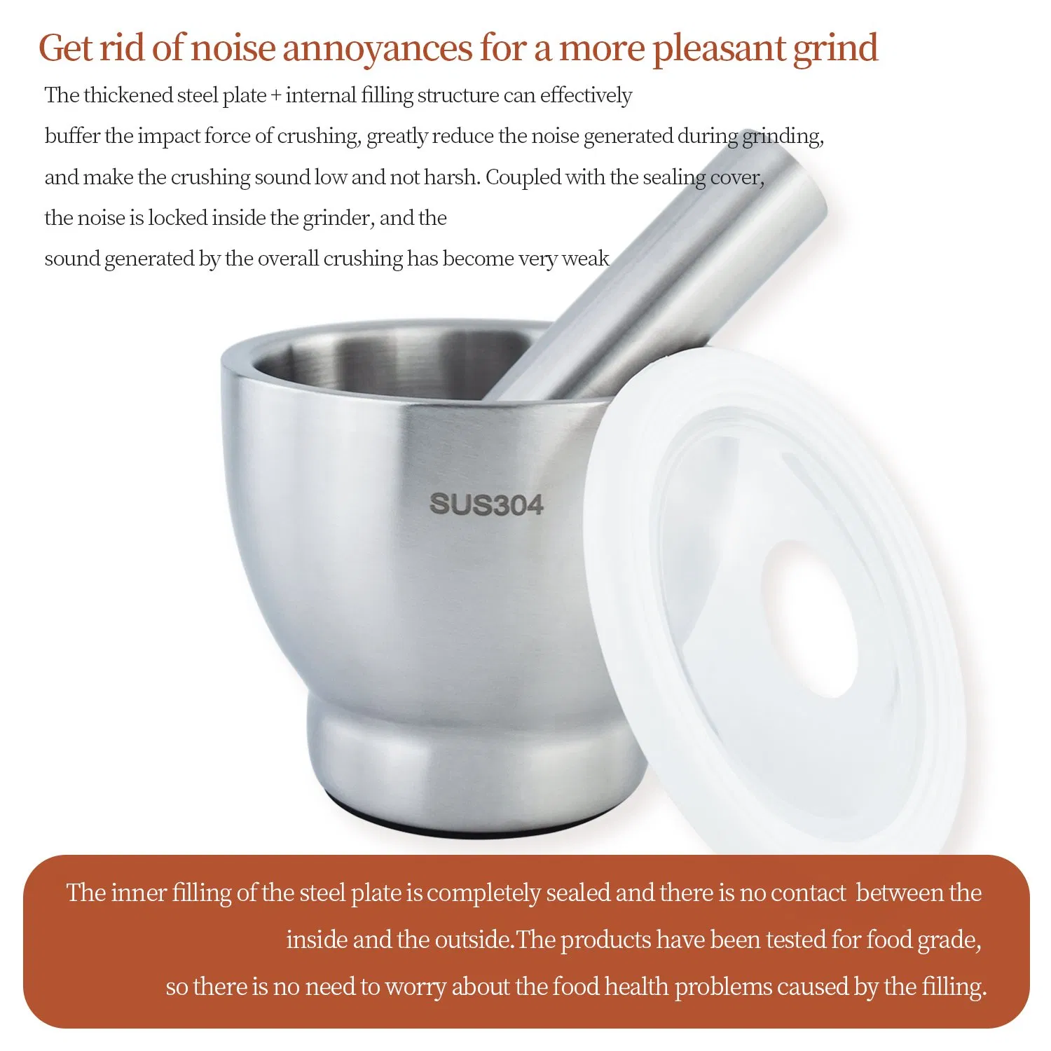 15cm 304 Stainless Steel Drum Garlic Crusher Hand Grind