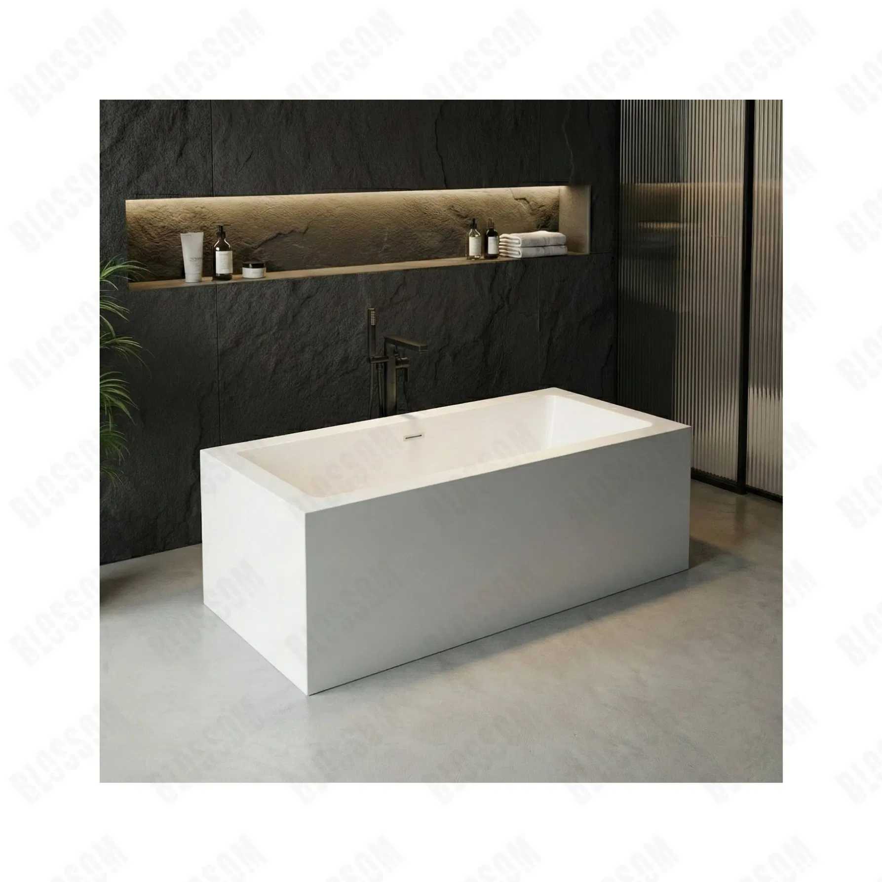 Deep Soak Freestanding Oval Sleek White Acrylic Modern Eco-Friendly Bathtub Drainer Bathroom 3D Model Design Customizable 2-Year