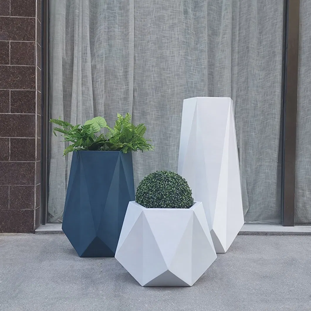 Newly Designed Stylish Diamond Shaped Floor Standing Large Flower Pot Shopping Center Building Indoor Vertical Garden Flower Pot