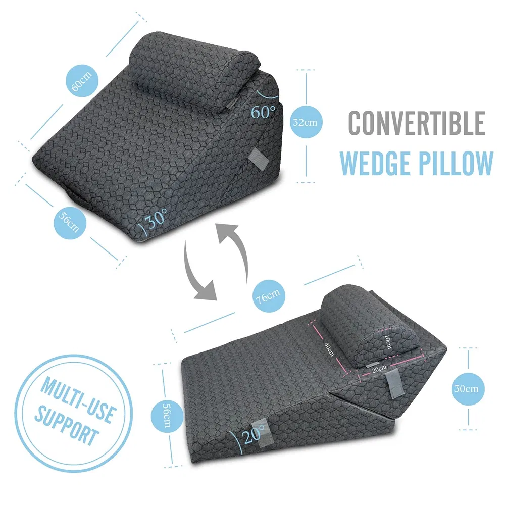 Slow Rebound Grey Gr-Wedge-22 Memory Foam Pregnancy Triangle Memory Foam Wedge Pillow