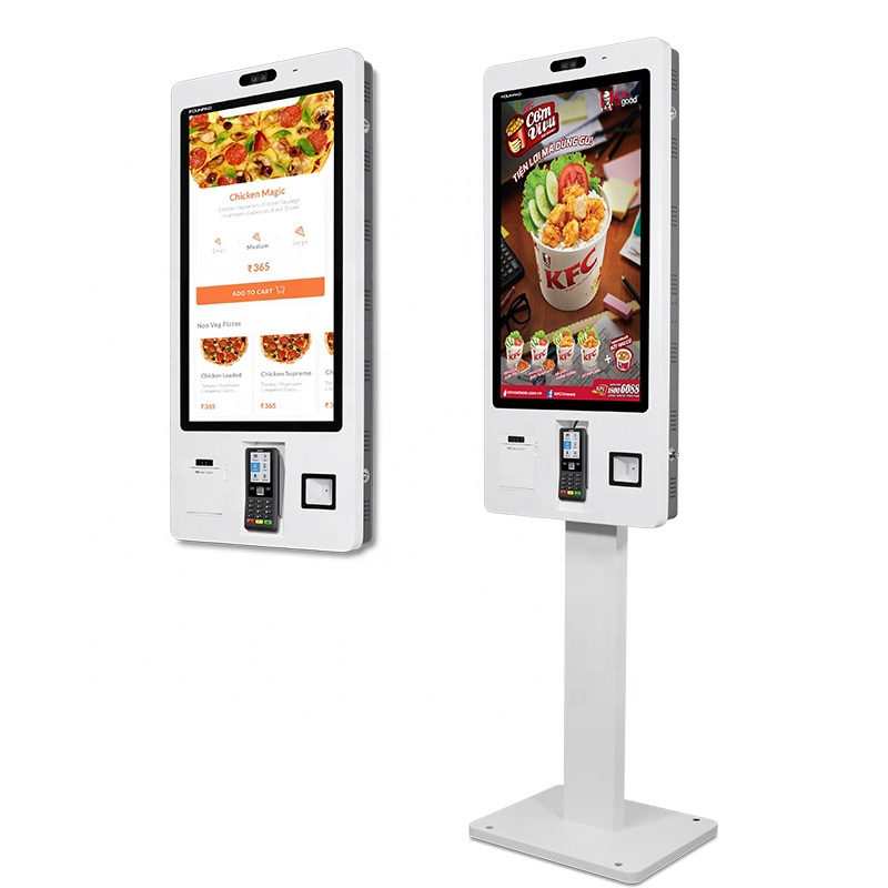 Wall Mounted Self Ordering Kiosk 32 Inch Bank Card Reader for Restaurant