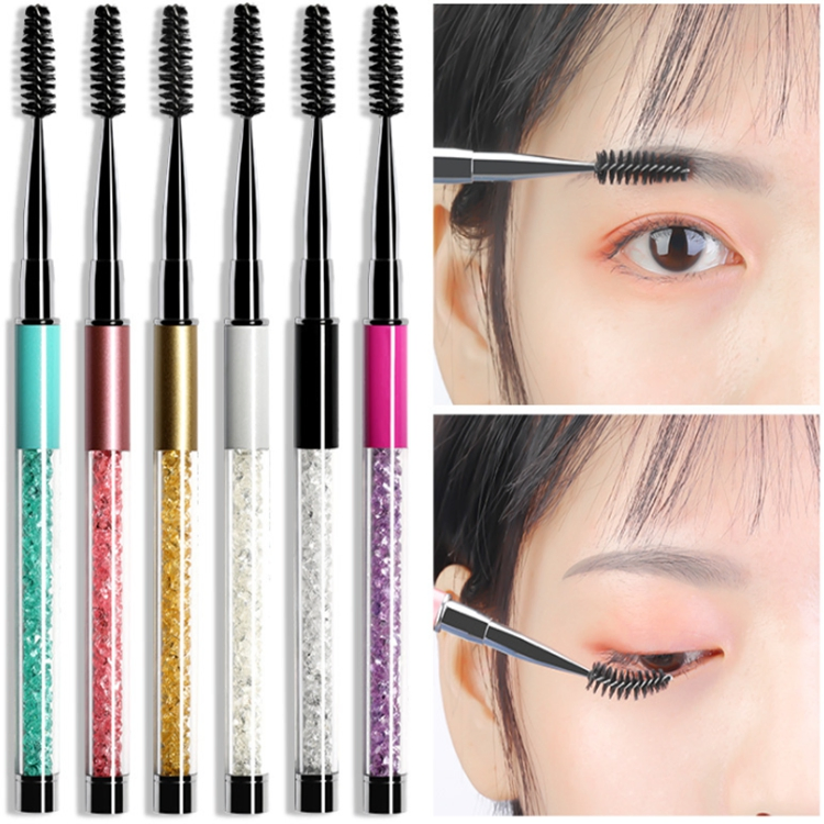 10 Colors Spiral Crystal Micro Mascara Wands Tube Lash Extensions Cleaning Spoolie Reusable Eyelash Cleansing Brush with Cover