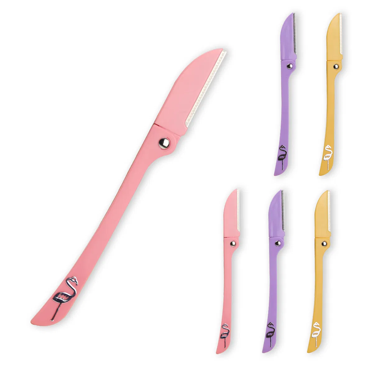 Premium Stainless Steel Eyebrow Razor with Folding Handle