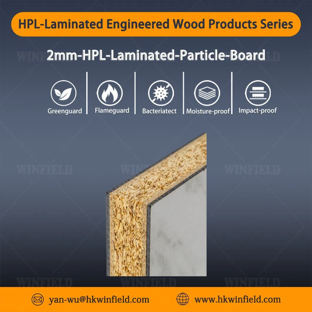 Durable 2mm HPL Laminate Particle Board for Interiors Wall Furniture