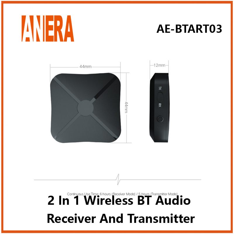 Anera Wireless Bluetooth Audio 2 in 1 Receiver/Transmitter Car Music Audio Bt Adapter for Car TV Earphone