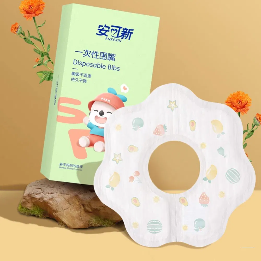 Disposable Baby Flower Saliva Towel Abandon Rotate Drool Bib China Factory Price