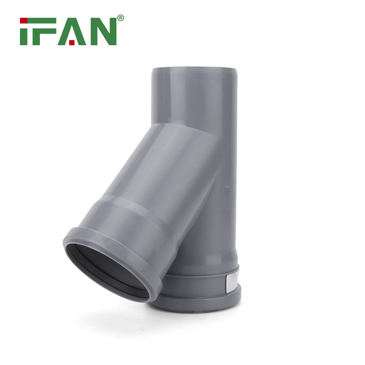 Ifan Commercial Price PVC Pipe Fitting 50-200mm Pipe Fittings PVC Single Branch 45° JIS K6741 PVC-U Fittings