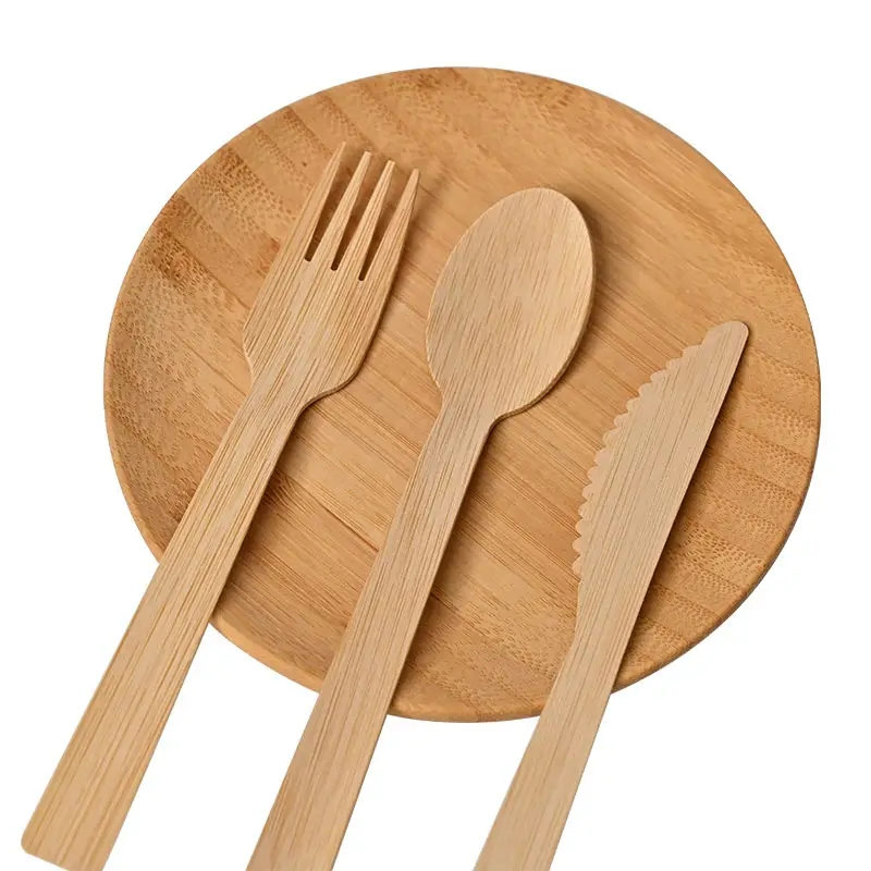 170 mm Dinnerware Eco Friendly Disposable Bamboo Knife Fork Spoon Cutlery Set