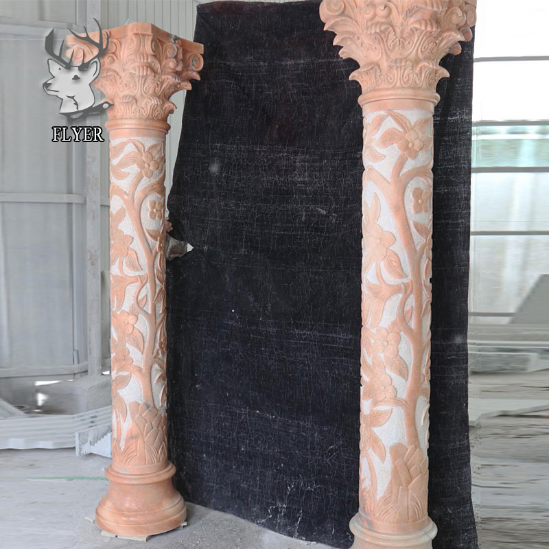 Mixed Color Marble Roman Columns Stone Carving House Pillars for Building Construction