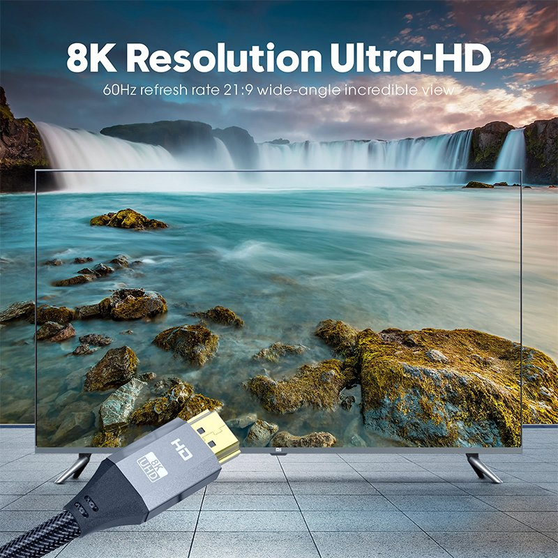 HDMI кабель 8K 4K, плоский, с позолотой, 2-10 м