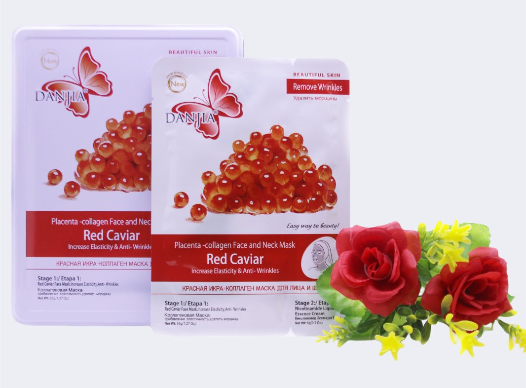 Caviar Placenta-Collagen Face and Neck Mask Anti Wrinkle Facial Mask Iron Box