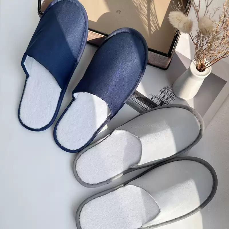 Hot Sales Personalized Nap Fabric Disposable Hotel Slippers with EVA Soles