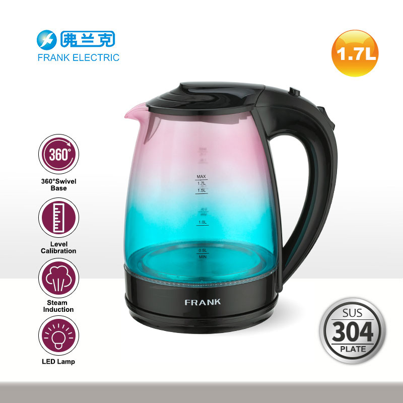 Fast Boiling Electric Kettle 1.7L Glass Body Food Grade