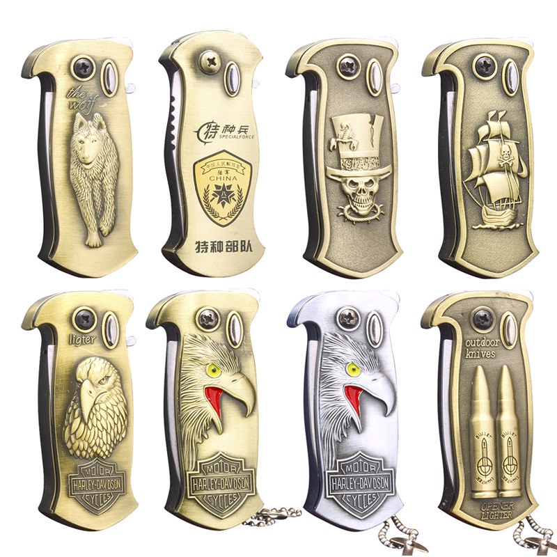 2026 Business Men's Leather Inflatable Cigarette Lighter Windproof Metal Leather Cigarette Gas Torch Lighter for Cigar