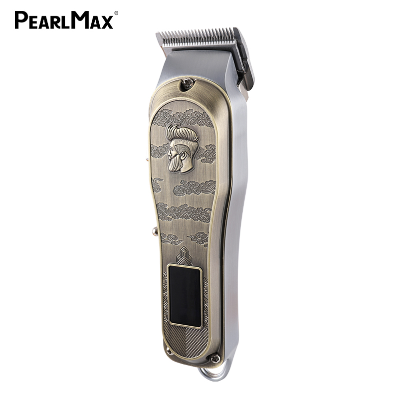 Pearlmax Electric Rechargeable Cordless High Quality Men Body Metal LCD Hair Clipper