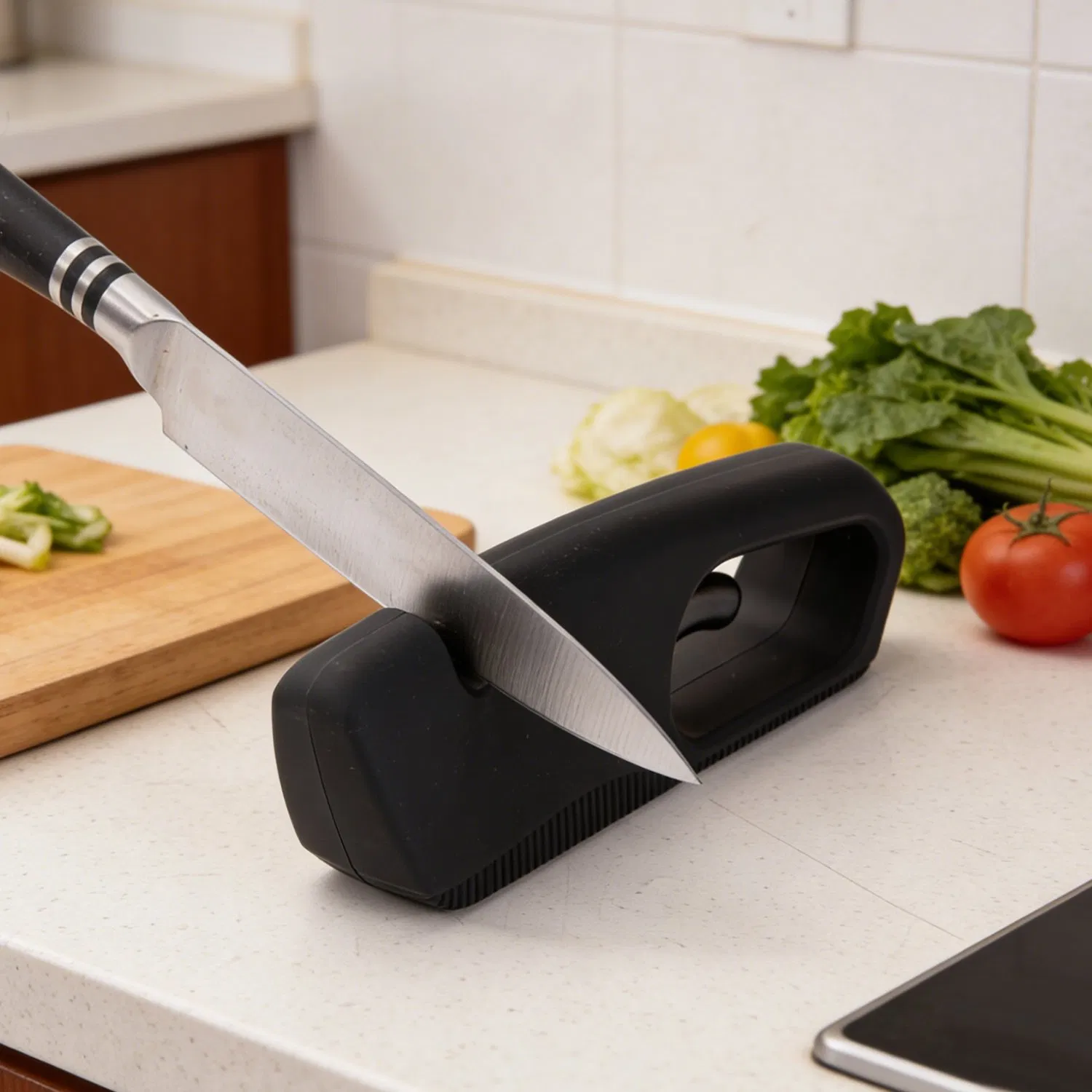 Knife Sharpener 2-Way Sharpening Coarse Crude Fine Scissors Single Edge Ergonomic-Tool
