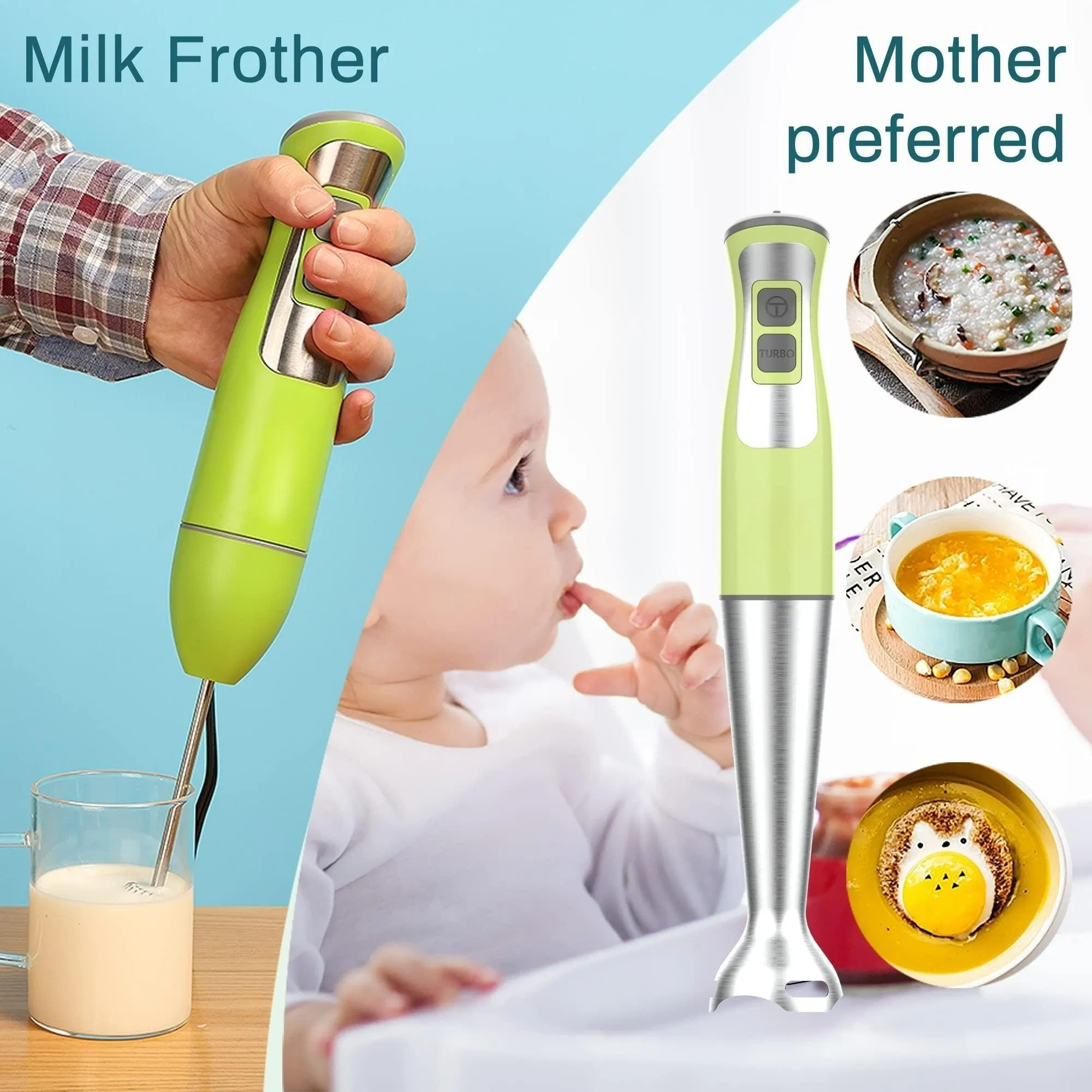 Factory Outlet 3-in-1 8-Speed Egg Whisk Milk Frother Immersion Hand Blender