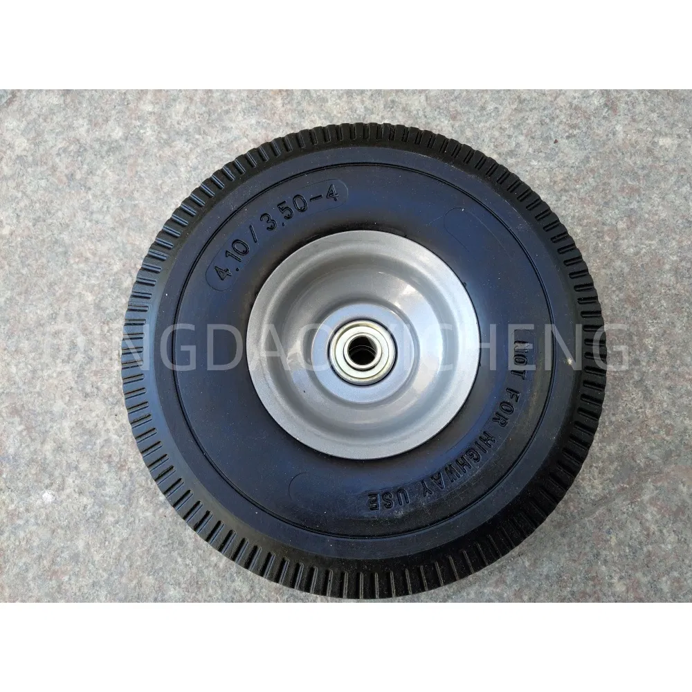 PU Foam Flat Wheel Solid Swivel Caster for Wheelbarrow Hand Trolley Flat