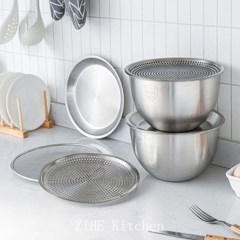 304 Stainless Steel Suit Drain Water and Oil From Noodles Japan Taomi Salad Basin Egg Bowl