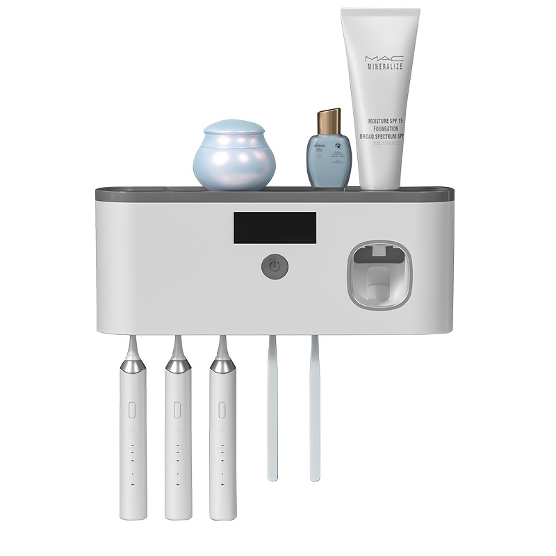 Punch-Free Cordless Bathroom Toothbrush Holder Sterilization USB Charging UV Disinfection Toothbrush Toothpaste Sterilizer