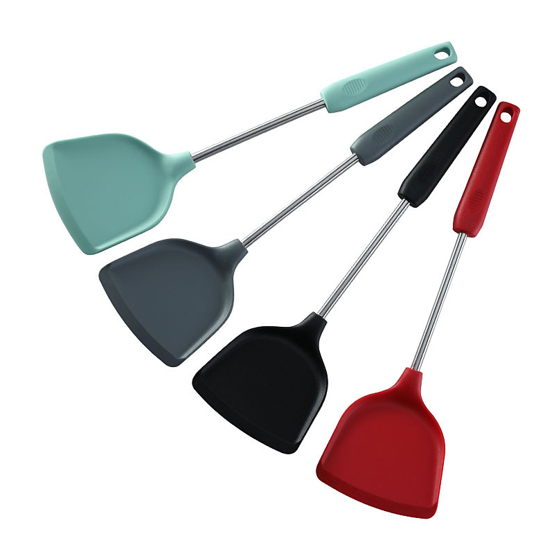 Durable Stainless Steel Handle Silicone Spatula Non Stick Solid Kitchen Turner