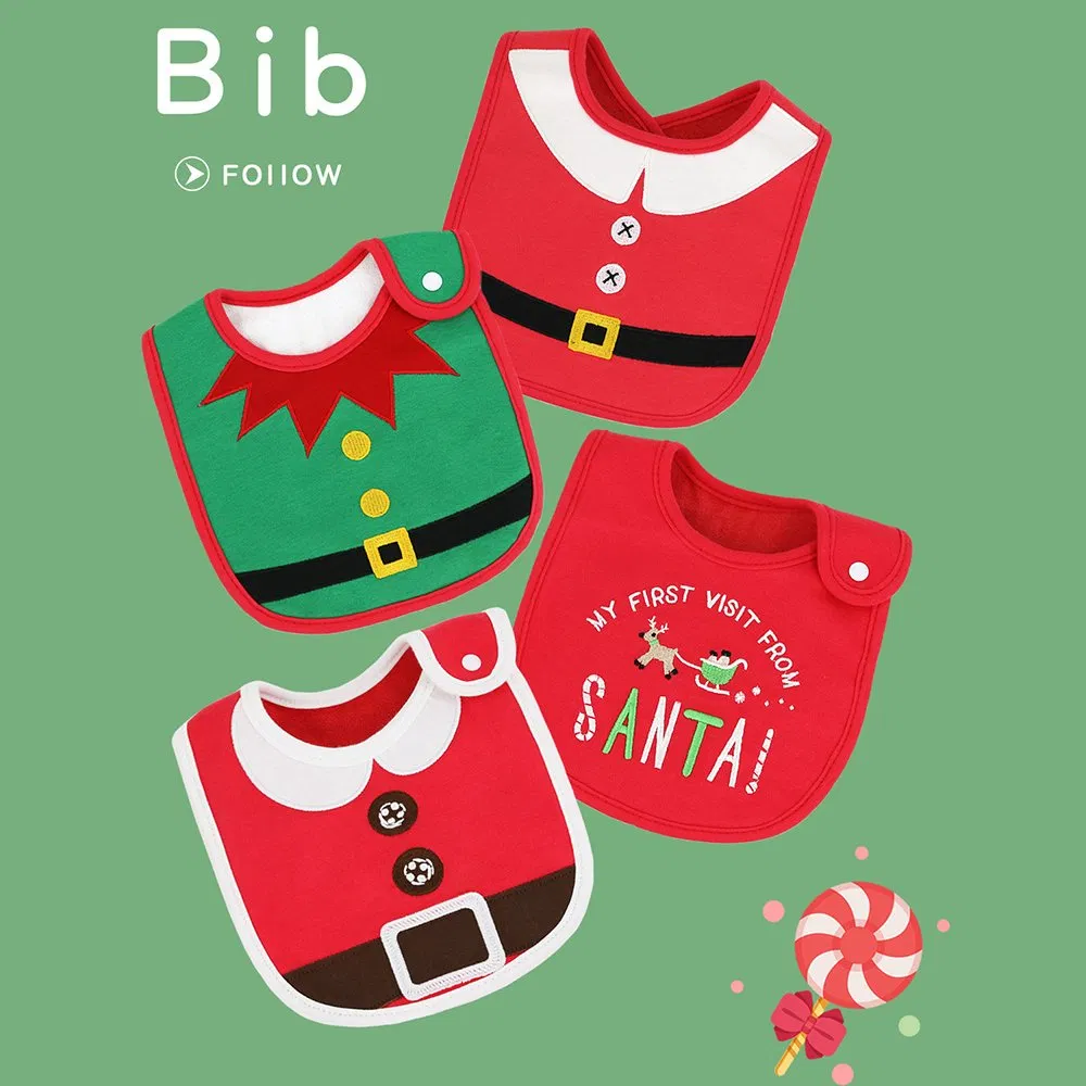 First Christmas Baby Gifts 4PCS Different Pattern Waterproof Bibs