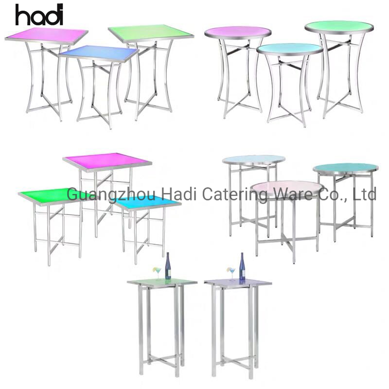 Modern Stainless Steel Legs Catering Wedding Decoration Rectangular Tempered Mirrored Glass Top Nesting Mirror Buffet Table for Restaurant Hotel