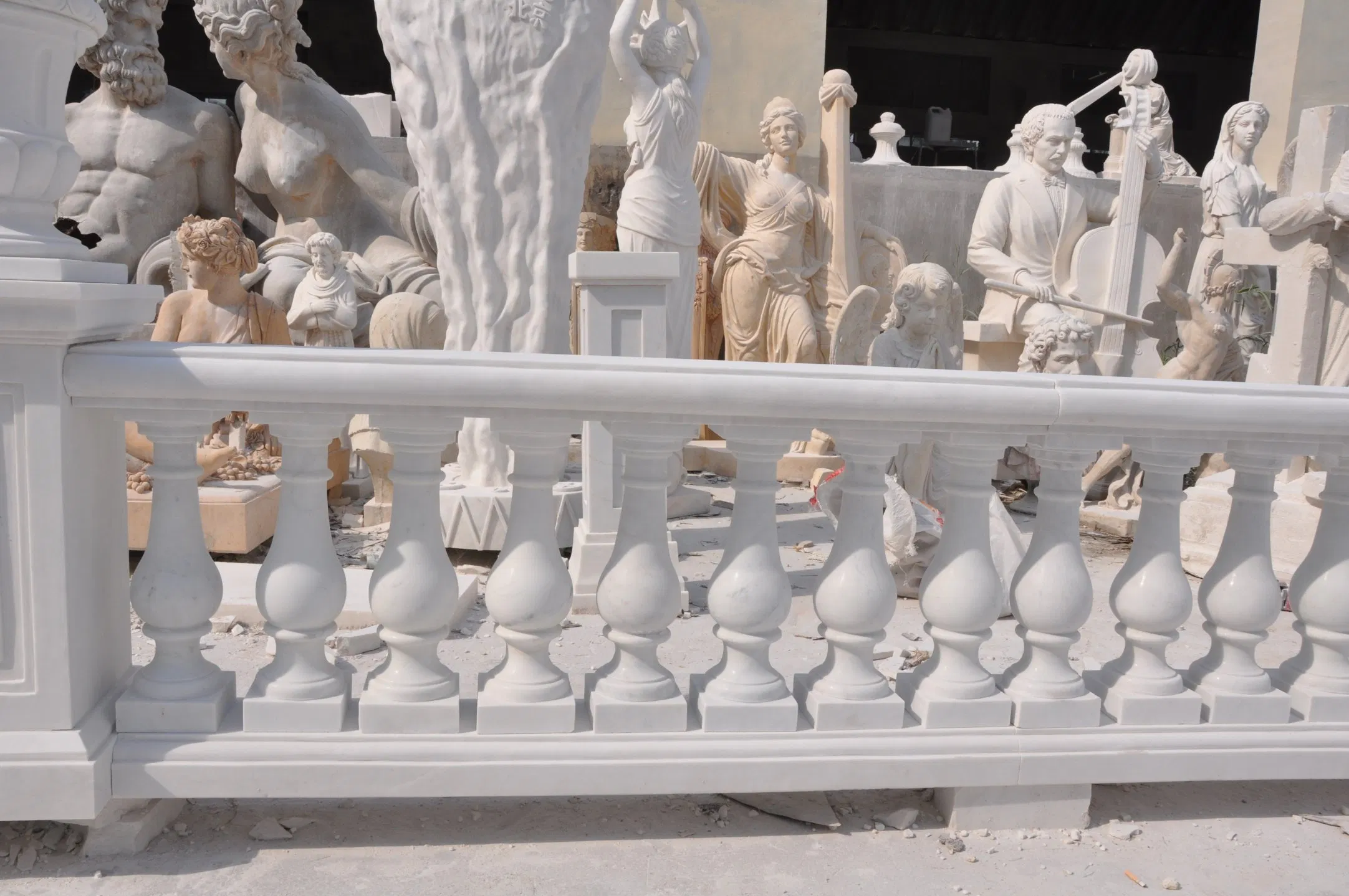 Factory Wholesale Hand Craft White Carrara Fence Stone Sculpture Stair Balustrade (SY-B008)