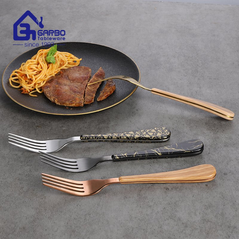 Hot Selling Wood Grain ABS Handle Stainless Steel Cutlery Flatware Dinner Fork
