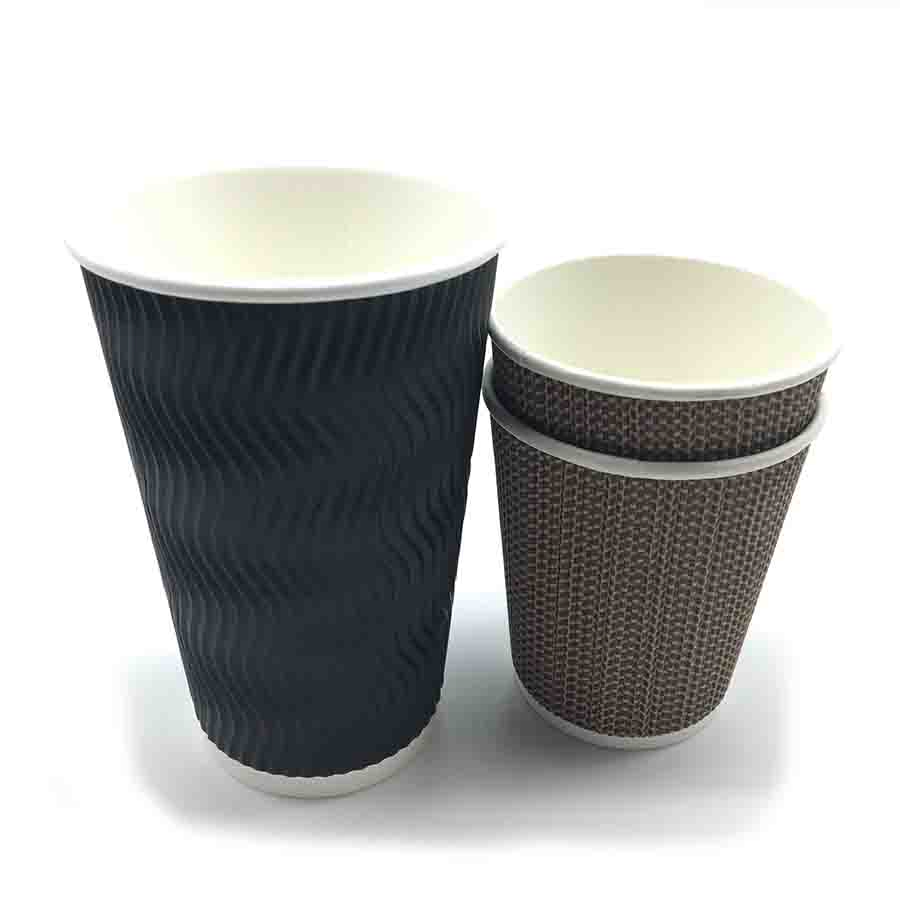 Disposable Ripple Wall Paper Cup Hot Coffee Paper Cup with Lids