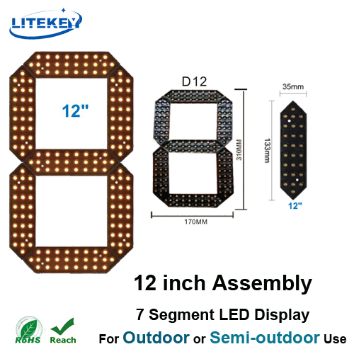 RoHS Approved 12 Inch Assembly 7 Segment LED Display with Waterproof for Outdoor or Semi-Outdoor Application