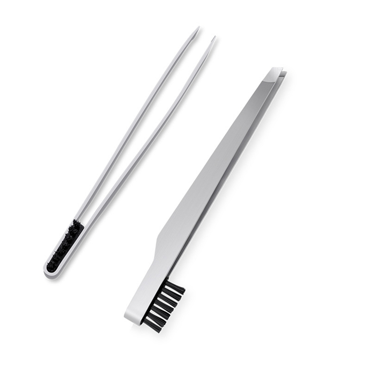 Wholesale Custom Private Label Stainless Steel Eyebrow Brow Hair Slant Tweezers with Brush