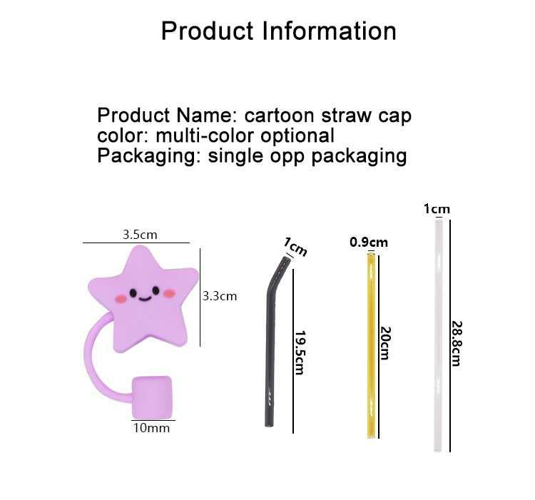 PVC Custom Cartoon Personal Straw Cover Straw Topper