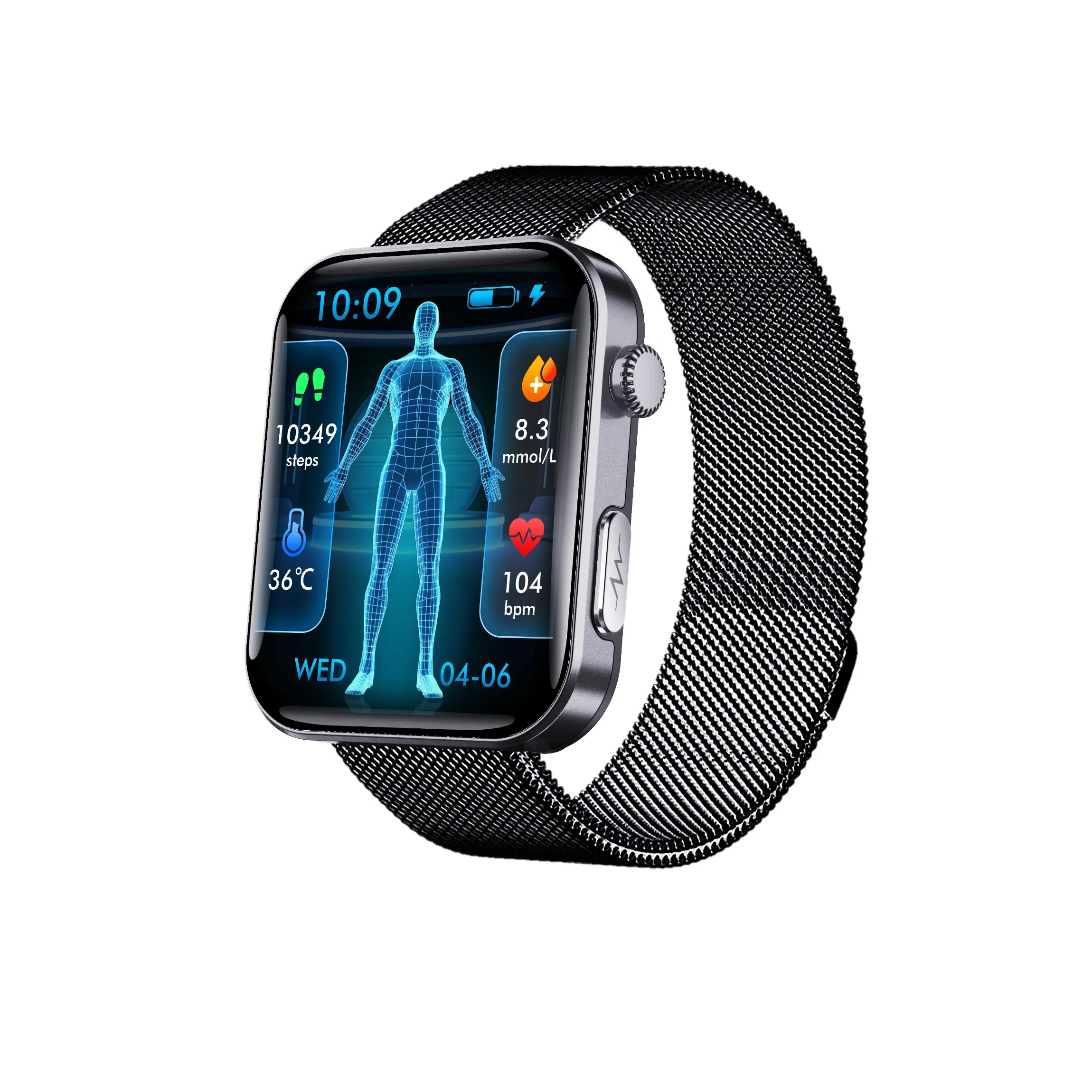 Voice Assistant, Heart Rate, Blood Pressure, Body Temperature Test, Breathing Training Smartwatch