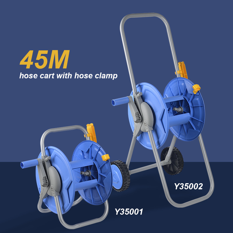 Gartenkraft 45m Hose Trolley Metal Garden Tool with Hose Clamp