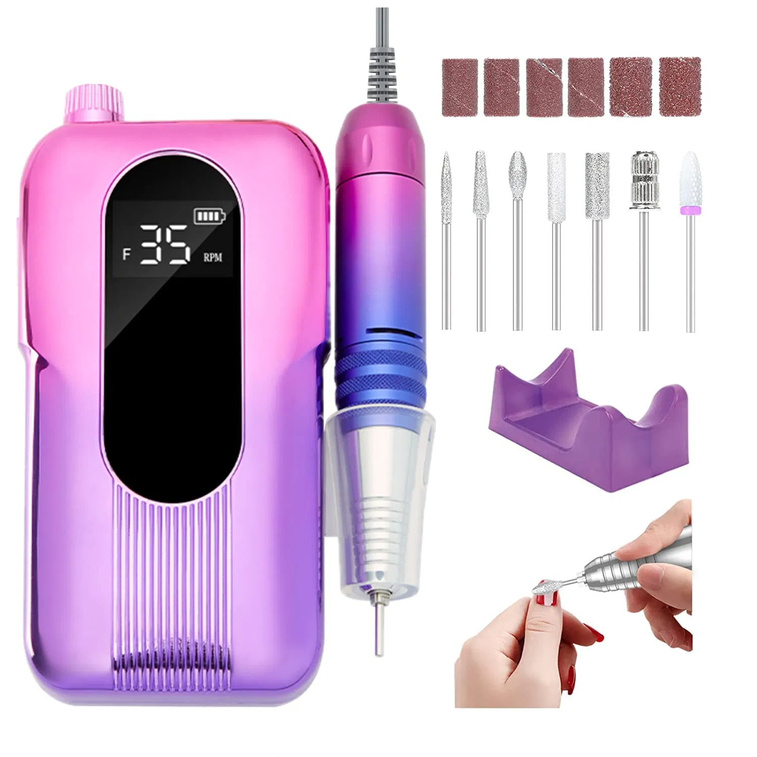 Factory Sale Cordless Rechargeable 35000rpm Electric Nail Drill