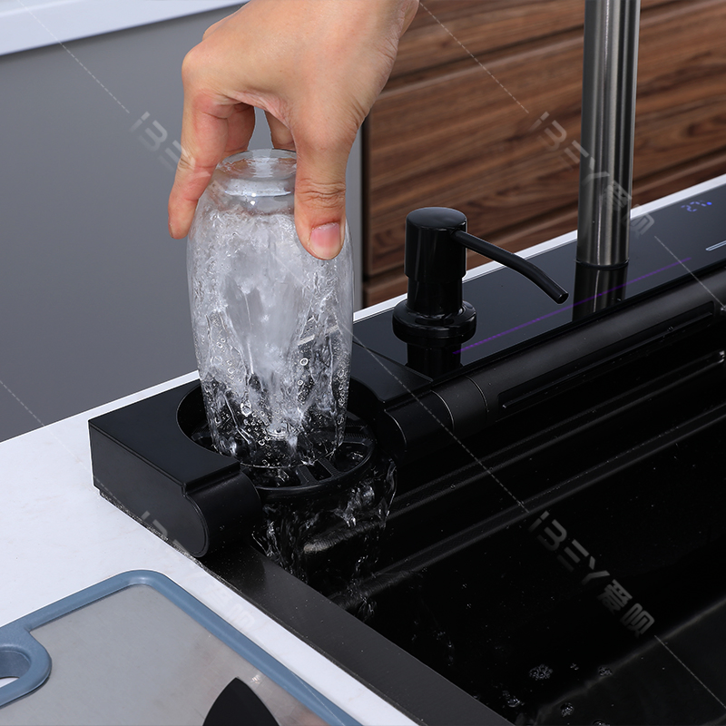 Hydro Power LED Kitchen Sink in Factory Price and Honeycomb Finish with Pull Down Faucet