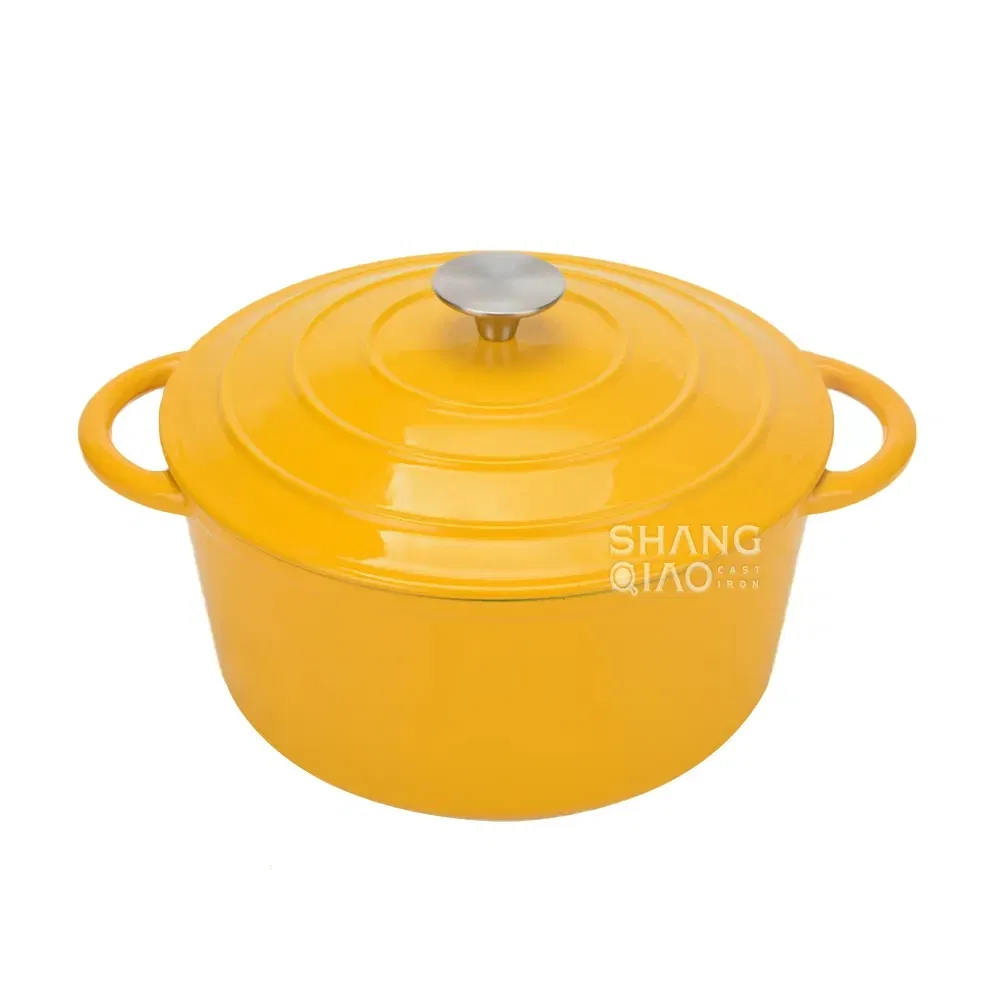 Эмалированная чугунная кастрюля-казан с крышкой