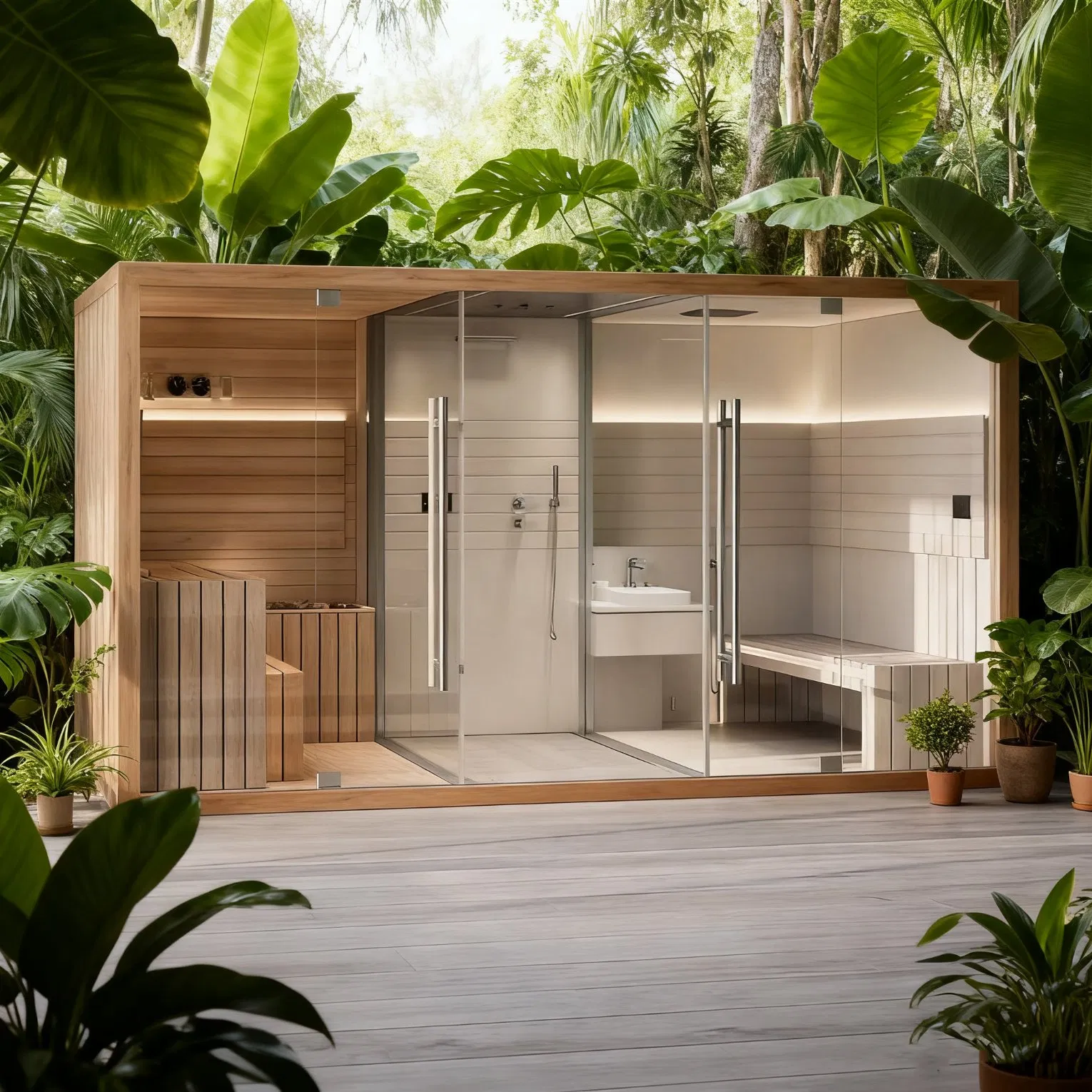 Сухая сауна из красного кедра с ИК-нагревом