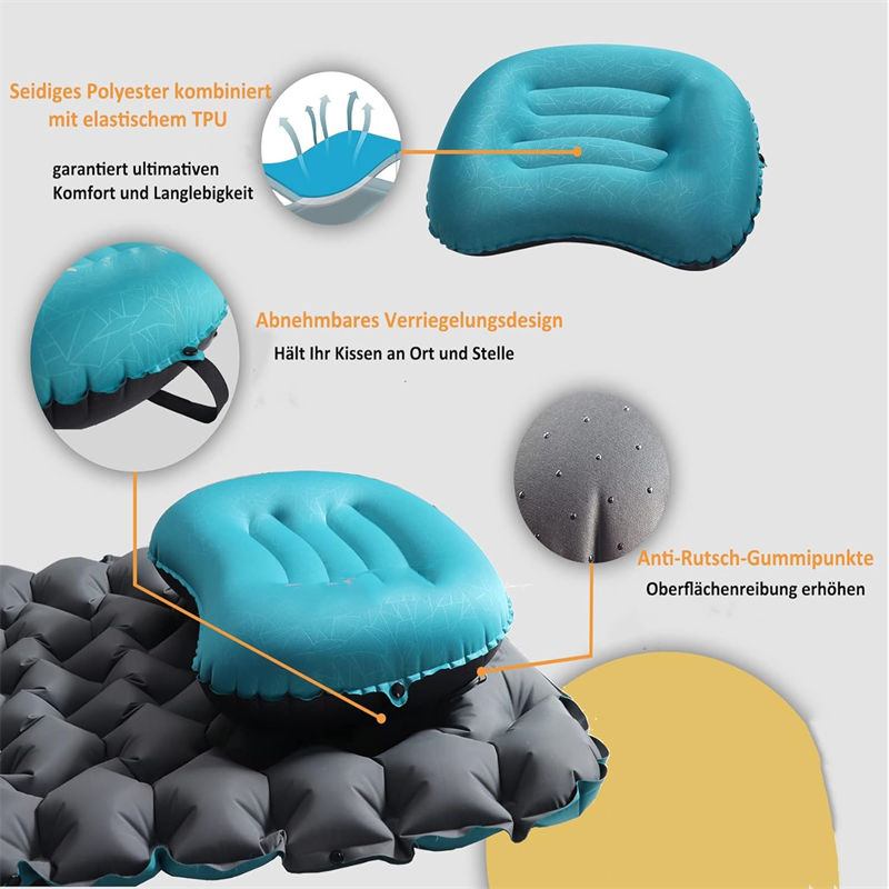 Relief Rescue Firmness Adjustable Waterproof Inflatable Pillow Good Price Ergonomic Non Slip Locking Straps Comfortable Air Pillows Emergency Supplies