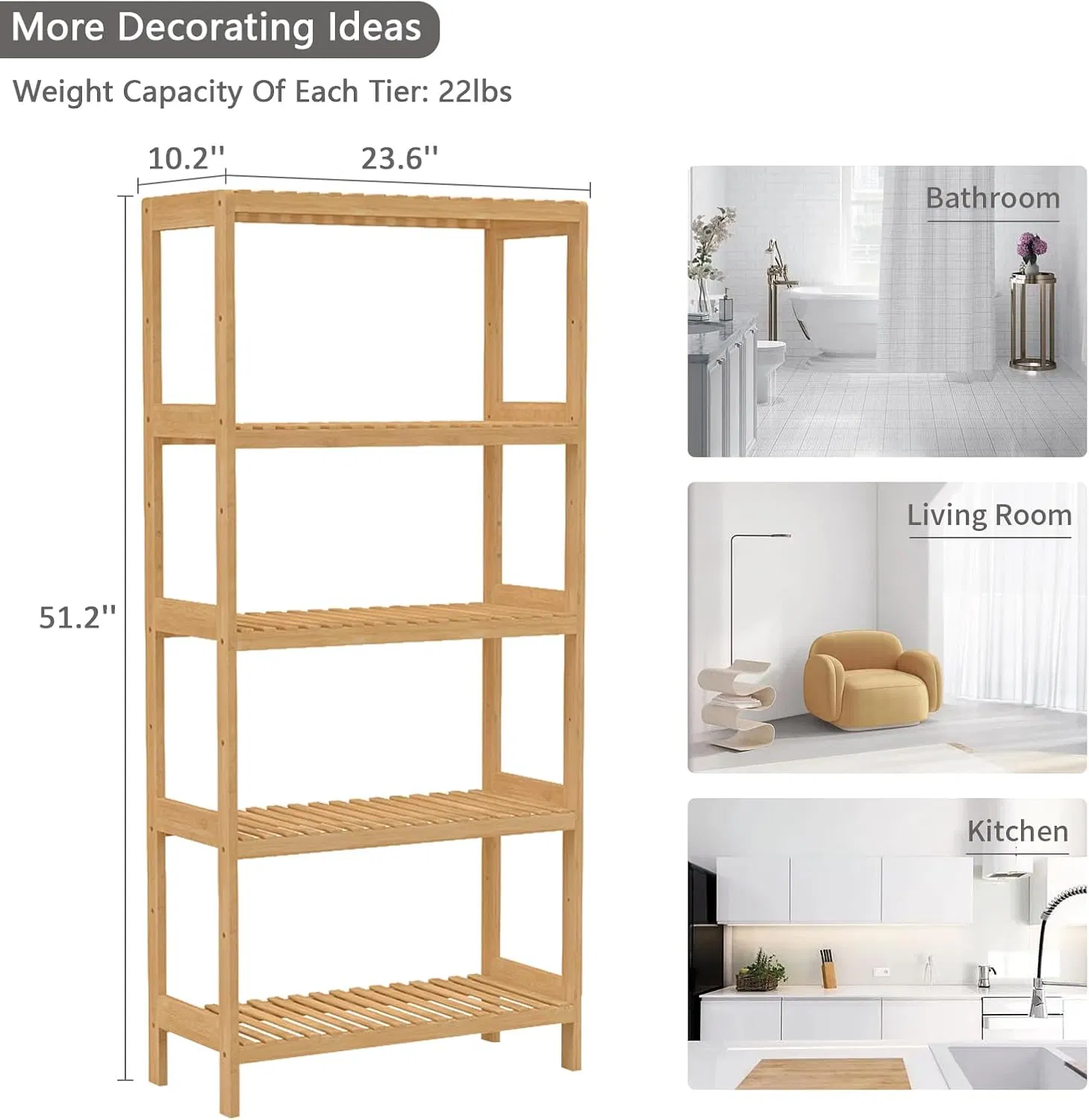 Bamboo Household Simple Five Story Floor Standing Bathroom, Living Room, Bedroom Bamboo Shelf, Storage Rack