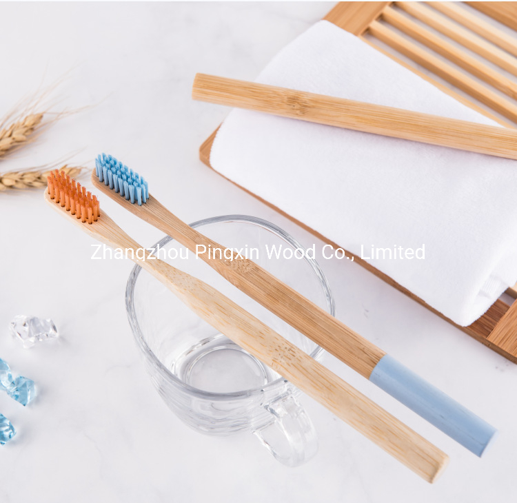 Disposable Bamboo Toothbrush with Round Bamboo Handled