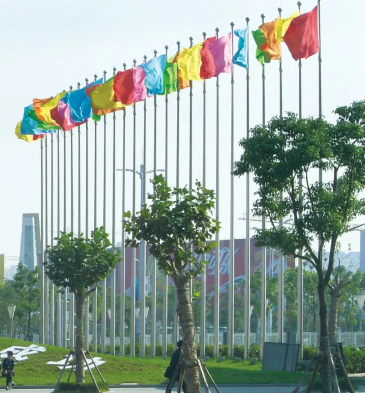 Outdoor Conic Flag Pole with Anchor Bolt