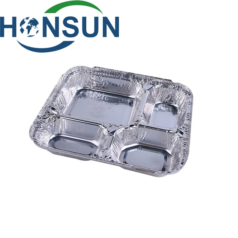 Disposable 4 Compartment Aluminum Foil Pan with Paper Board Lids