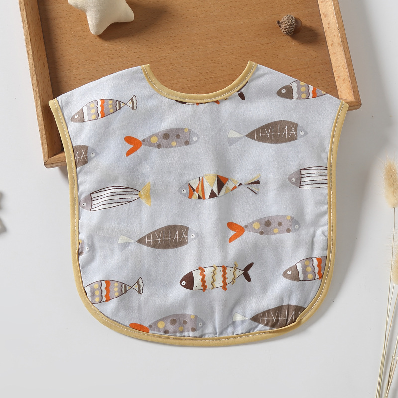 New Baby Saliva Towel Leak-Proof Cotton Children's Rice Pocket Waterproof and Anti-Dirty Baby Bibs